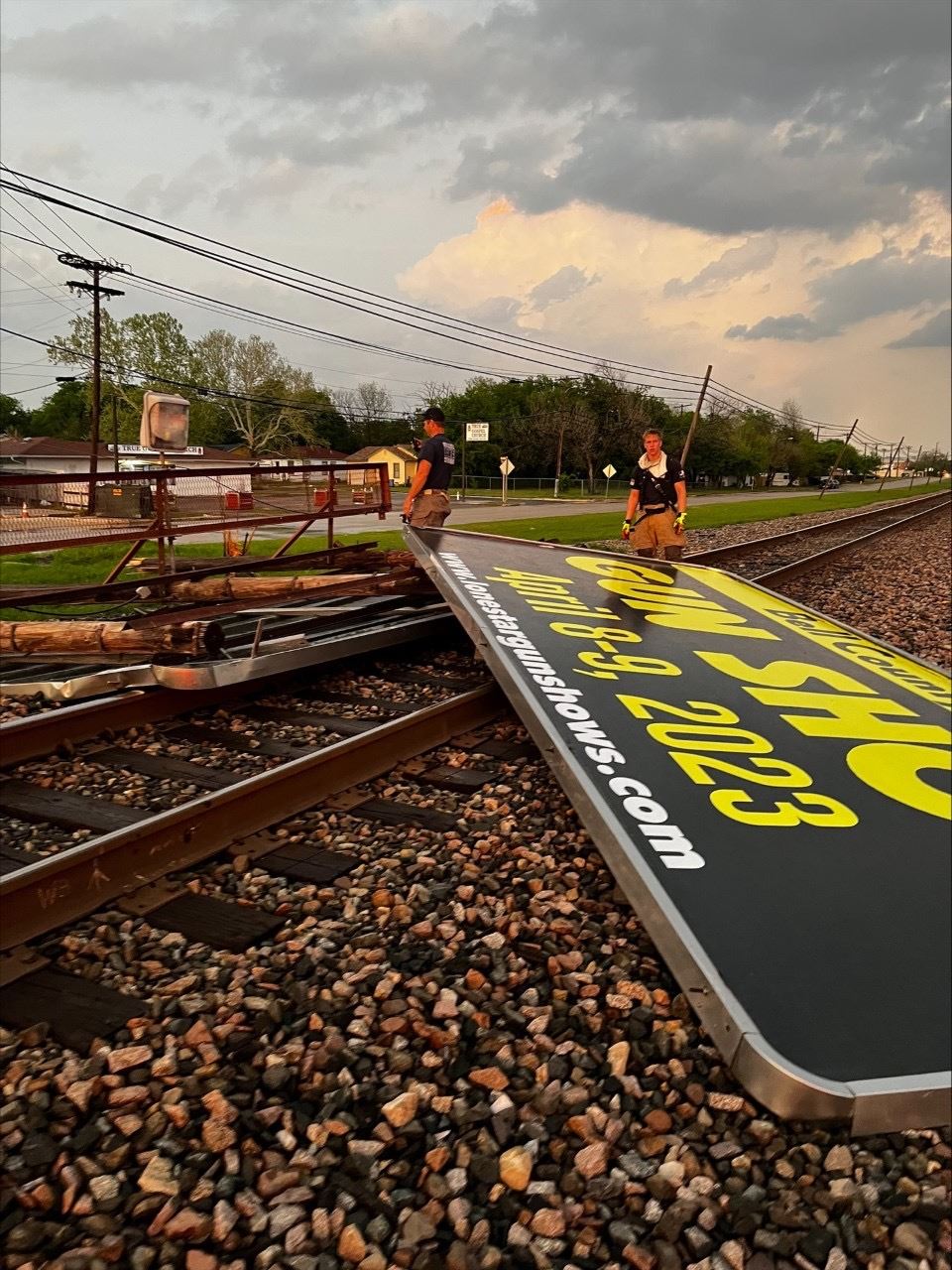 Billboard sign down following tornado warning