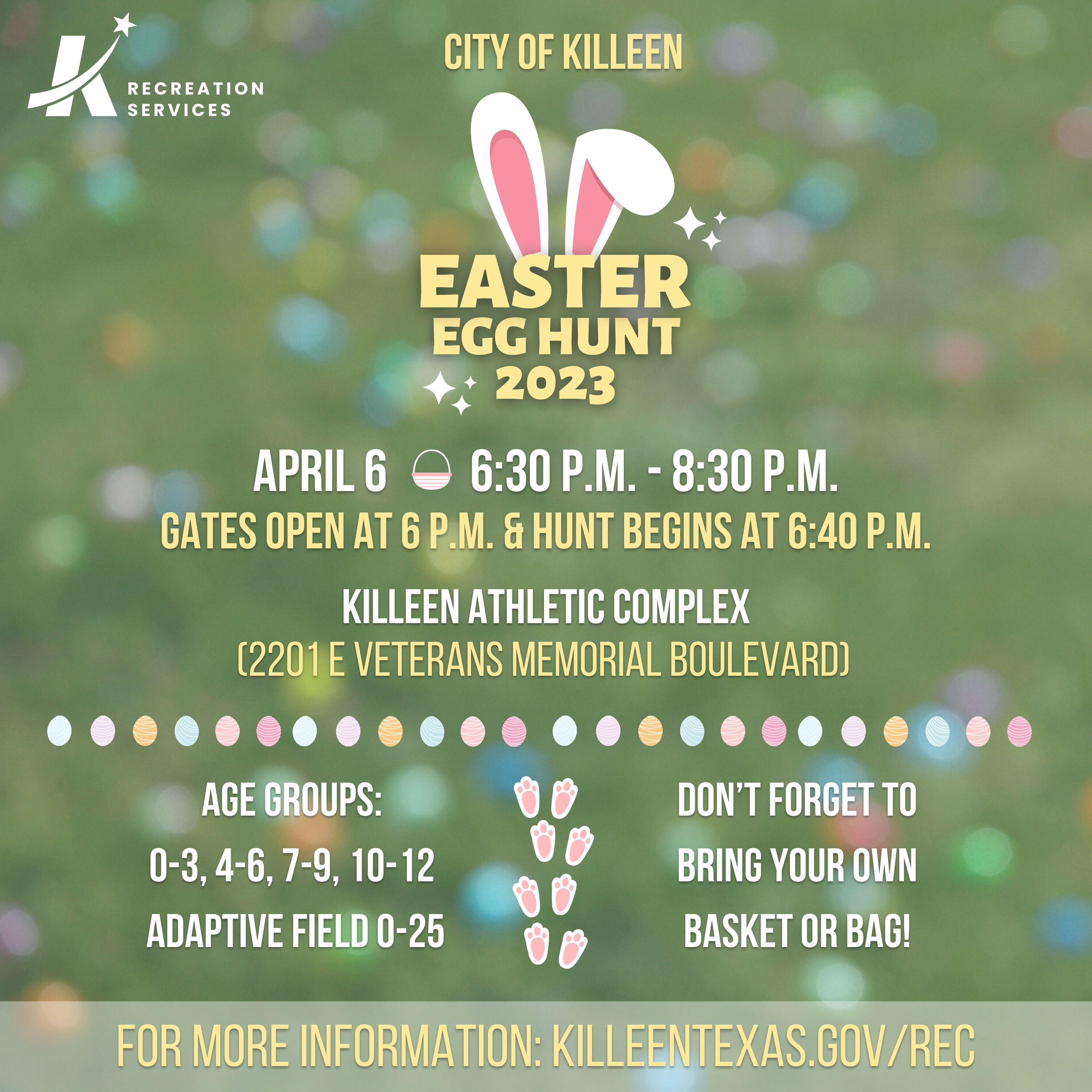 Easter Egg Hunt at 6:40 p.m. Thursday