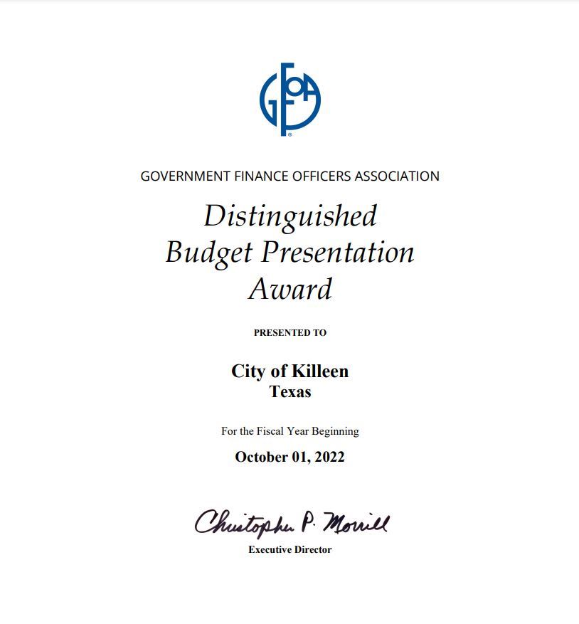 Distinguished Budget Award