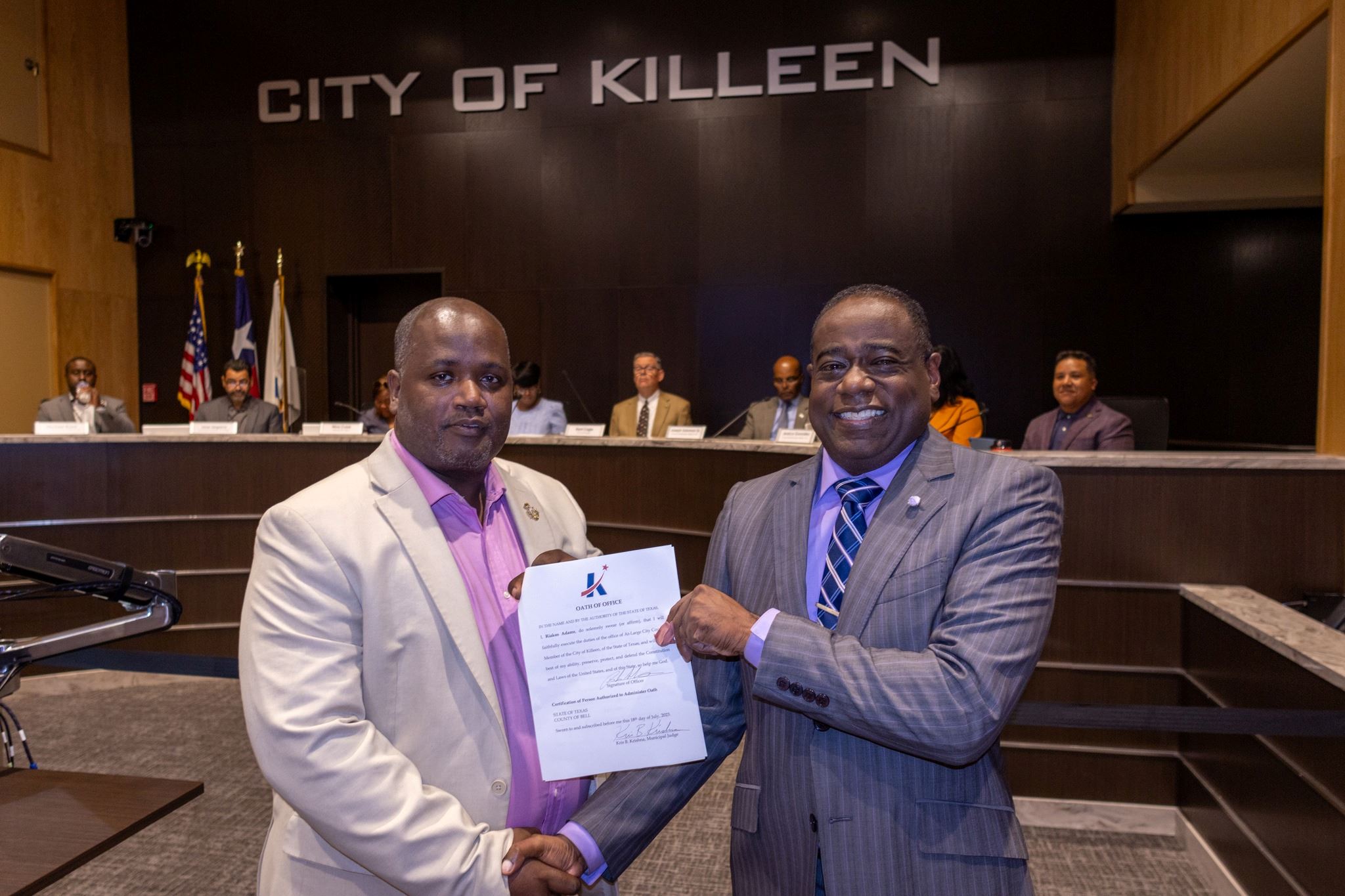 Councilman Riakos Adams Swearing in with Judge Kris Krishna