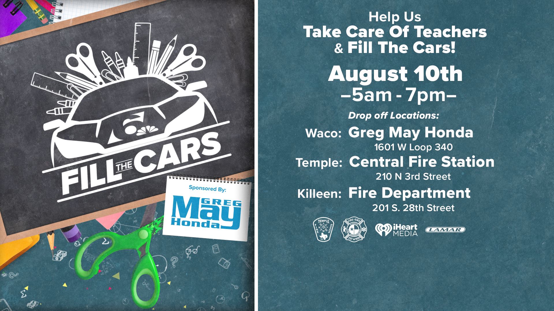 Image: Help us take care of teachers & fill the cars!., August 10th 5 am to 7 pm/.