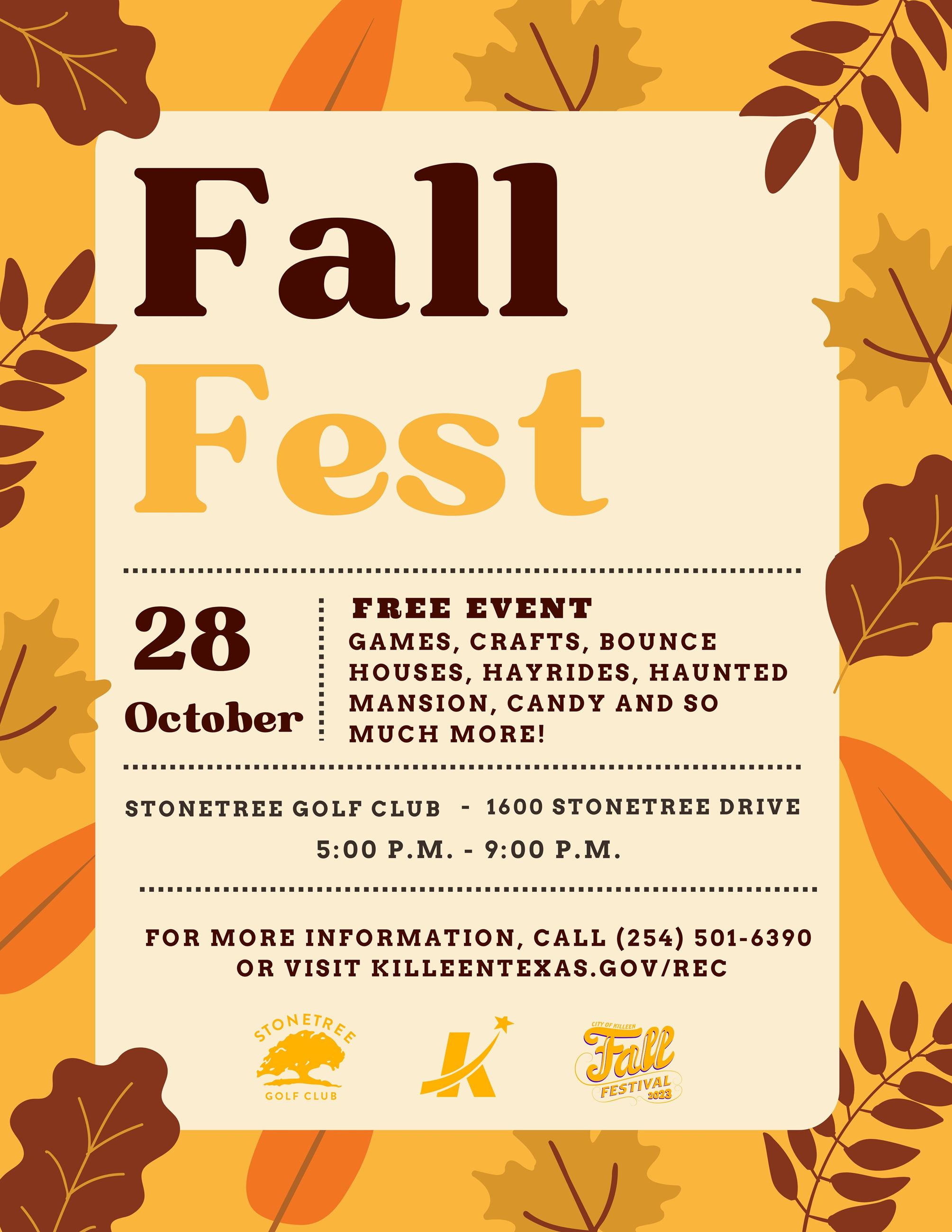 Flyer Fall Fest October 28, Free Event