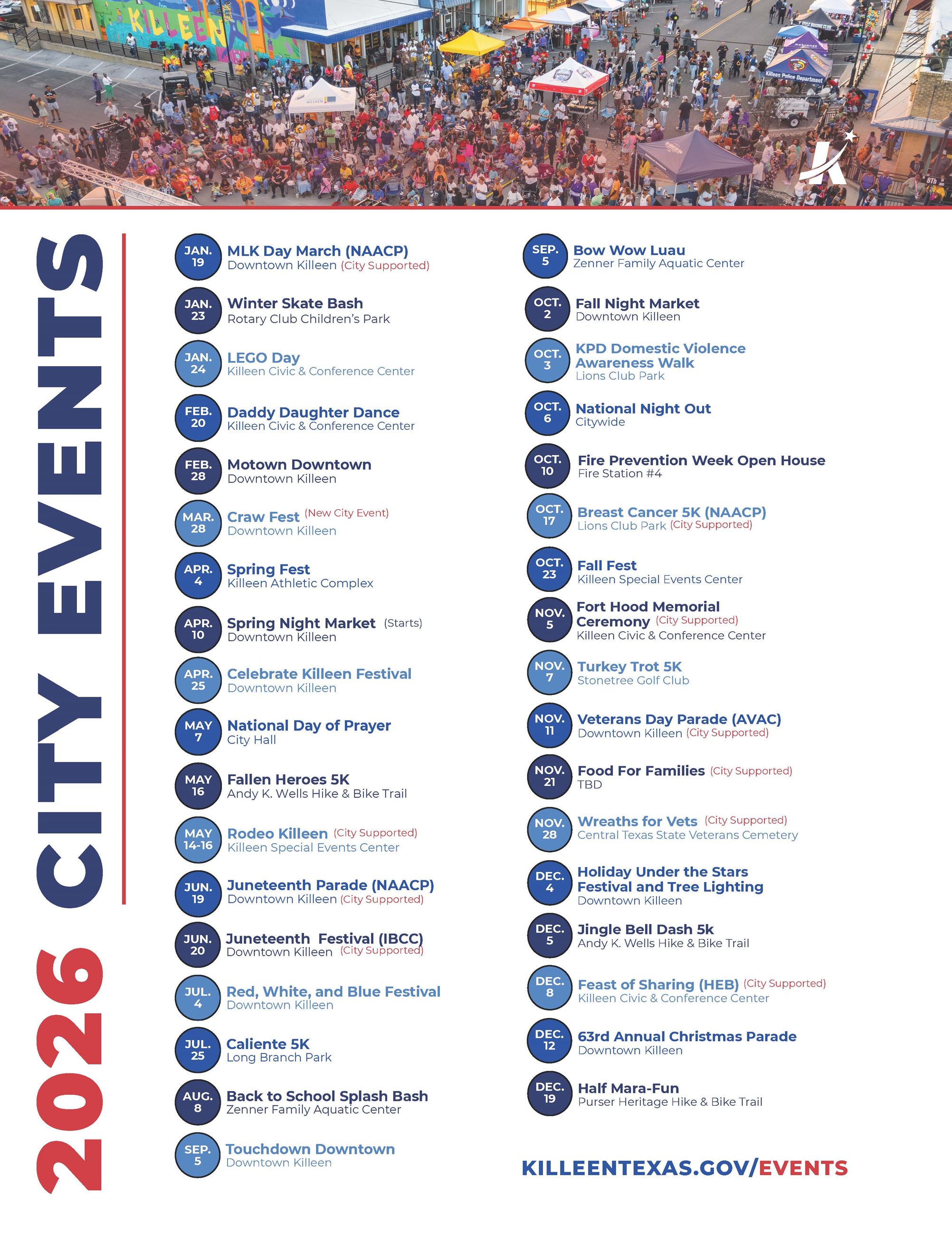 2026 Calendar of Events